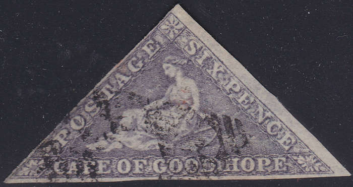Cape of Good Hope : 1863-64 SACC7d : 6d SLATE PURPLE - VFU - CV R32000