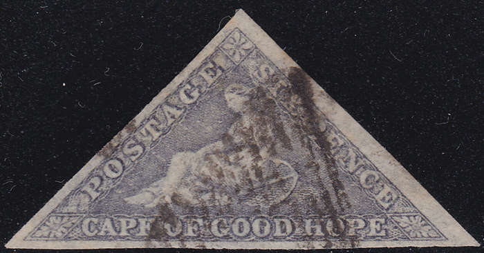Cape of Good Hope : 1863-64 SACC7c : 6d SLATE LILAC - VFU - CV R20000
