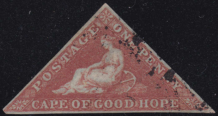 Cape of Good Hope : 1853 SG3 1d Brick Red , slightly blued paper VERY FINE USED CV R11000