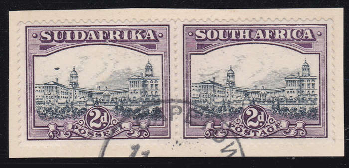 UNION OF SA SACC44b 2d SLATE-GREY and VIOLET WITH `AIRSHIP` FLAW - SUPERB USED ON PIECE