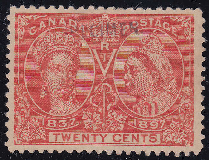 CANADA 1897 QV JUBILEE ISSUE SG133s 20c VERMILLION `SPECIMEN` MM CV £375