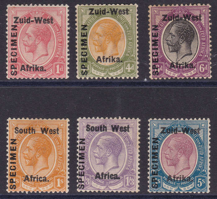 SWA 1923 TYPE I SACC1s // 10s  `SPECIMEN` SHORT(PART) SET OF 6 TO 5/-  CV R22500 - RARE