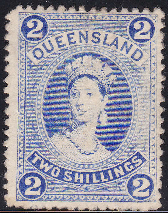 QUEENSLAND 1880 SG118 2/- PALE BLUE - MM CV £160