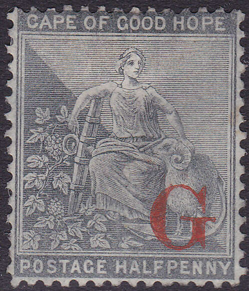 Griqualand West 1877 SACC4a - ½d GREY-BLACK WITH O/P TYPE 1a IN RED - MM CV £42+(2017)