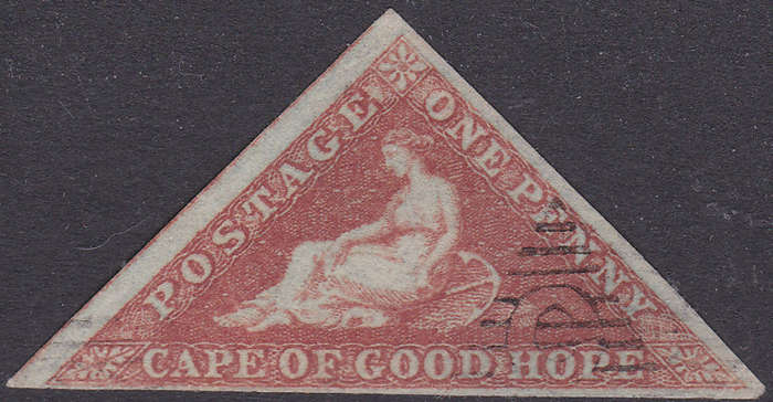 CAPE OF GOOD HOPE 1853 SACC3 1d BRICK-RED VFU CV R11000