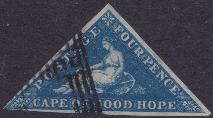 Cape of Good Hope - SACC4b : 4d BLUE - SUPERB USED WITH SIDEWAYS WATERMARK CV R15000