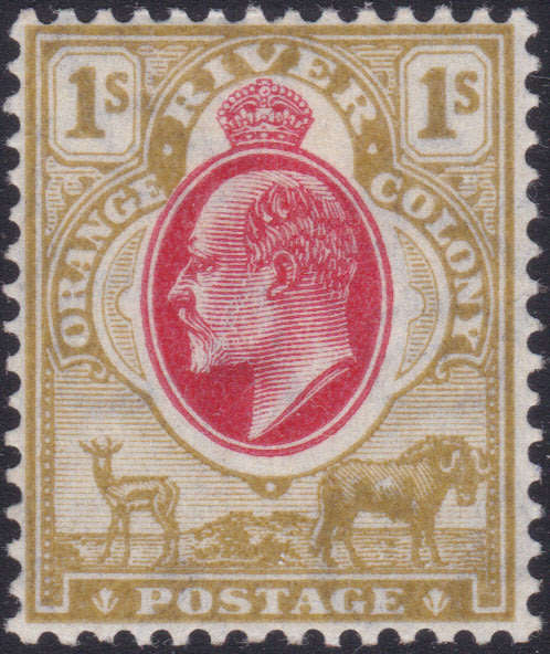 ORC 1909 SG151 1/- SCARLET and BISTRE WM MULTIPLE CROWN CA MM £80(2017)
