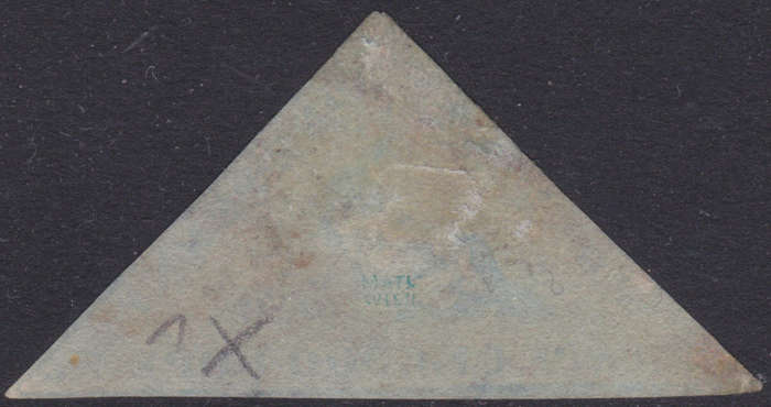 Cape of Good Hope SACC1a : 1d DEEP BRICK RED ON DEEPLY BLUED PAPER VFU CV R14000