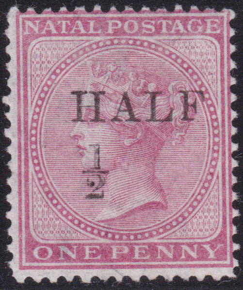 NATAL 1877 SACC84 ½d ON 1d ROSE  MNG CV R650