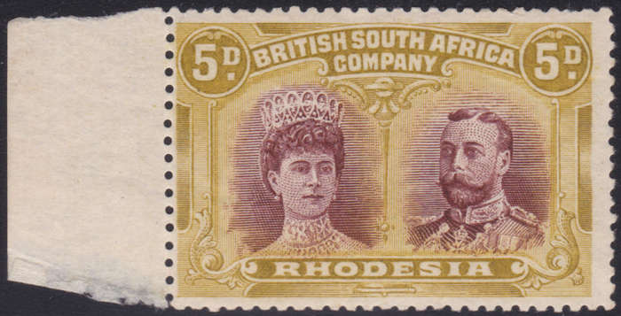 BSAC / Rhodesia SG141ab 5d Purple-brown and Ochre UM CV £650(2017)