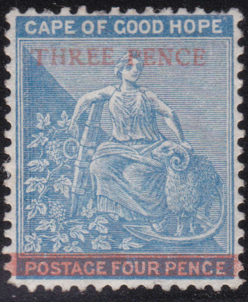 Cape of Good Hope 1879 : SACC29 : 3d on 4d BLUE - UM - CV R7500