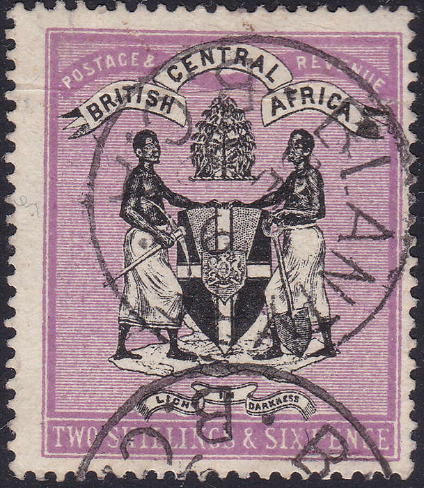 B.C.A./Nyasaland SG37 2s6d - BLACK and MAGENTA FINE USED  CV £150(2017)