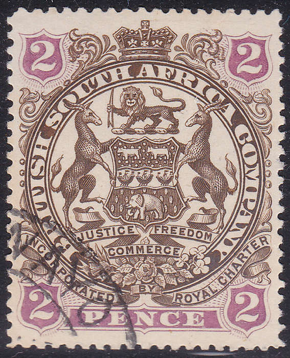 BSAC / Rhodesia : SG43 2d Brown & Mauve VFU CV £12