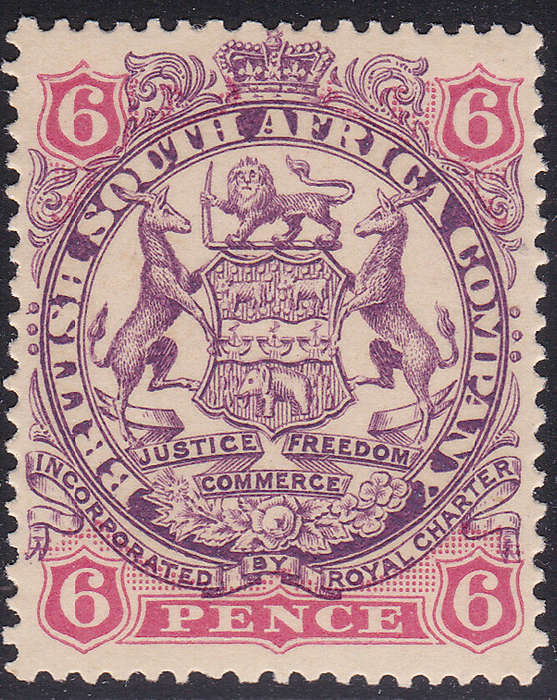 BSAC / Rhodesia : SG46 6d Mauve & Rose MM £18