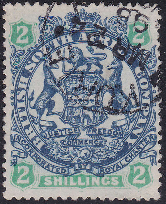 BSAC / Rhodesia : SG47 2/- Indigo & Green VFU  CV £14