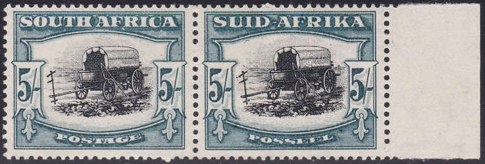 UNION OF SA 1933 SACC62c 5/- Black & Green - ``Broken Yoke`` variety **UM** CV R3500