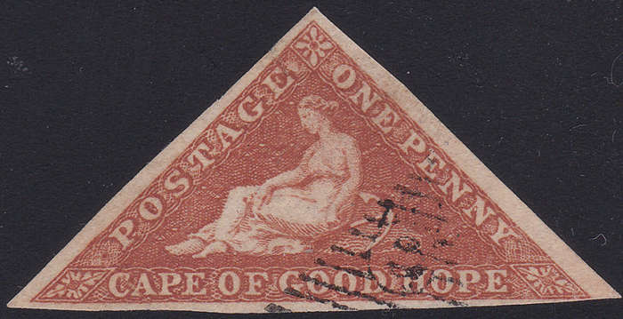 CAPE OF GOOD HOPE 1857 SACC5 - 1d BRICK-RED  -SUPERB USED  - CV R40000