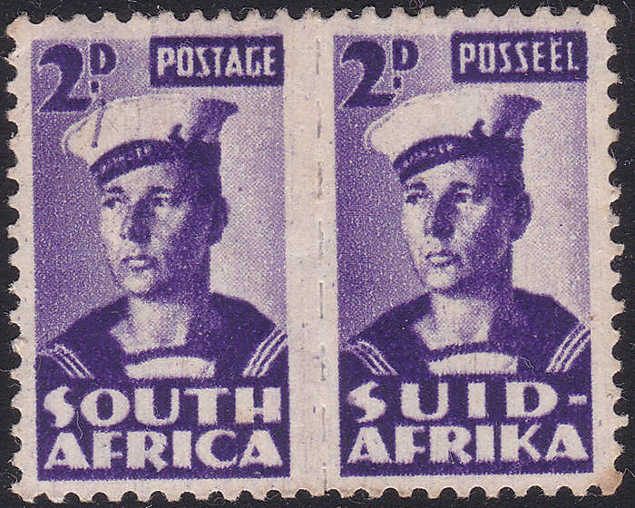 Union of SA - 1942-44 SG100d 2d VIOLET(LINE ON CAP VARIETY) MM CV R2000
