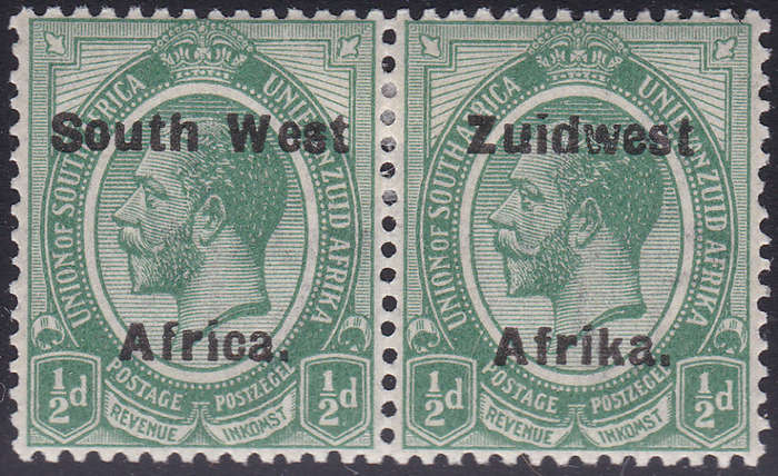 SWA 1924 TYPE VI SACC40 ½d GREEN BILINGUAL PAIR MM