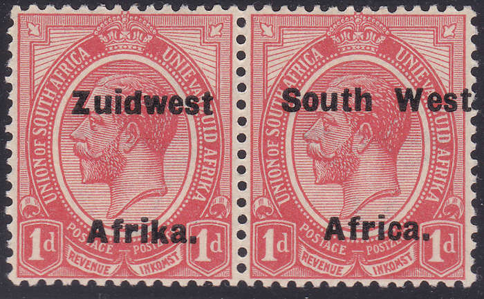 SWA 1924 TYPE VI SACC41 1d RED BILINGUAL PAIR **UNMOUNTED MINT**
