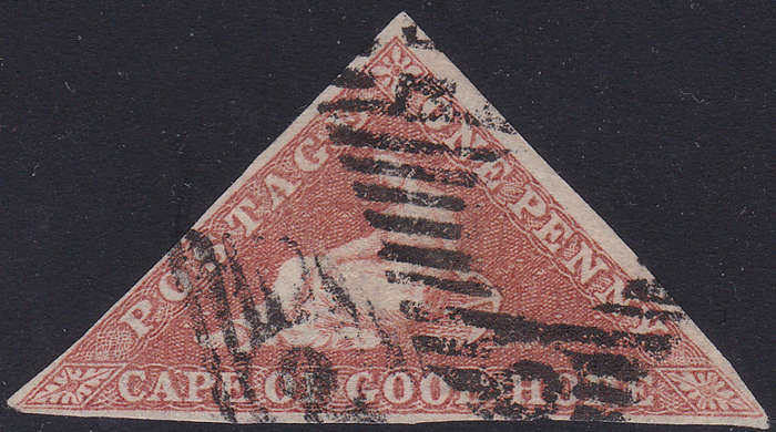 CAPE OF GOOD HOPE 1853 SACC3a - 1d BROWN-RED - VFU - CV R13000