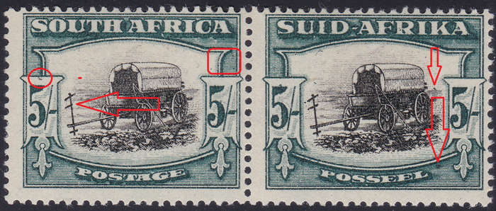 UNION OF SA 1933 SACC62ac 5/- Black & Green - ``Broken Yoke`` variety **UM** CV R3500
