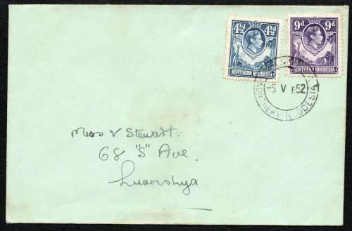 Northern Rhodesia 1951 KGVI - Issue of 5 December 1952 on FDC