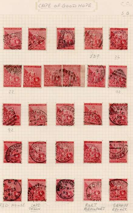 Cape of Good Hope - Rectangular Issue Postmark Collection on 13 Album pages - please see all scans