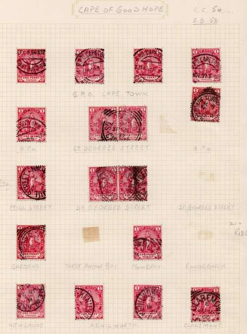 Cape of Good Hope - Rectangular Issue Postmark Collection on 13 Album pages - please see all scans