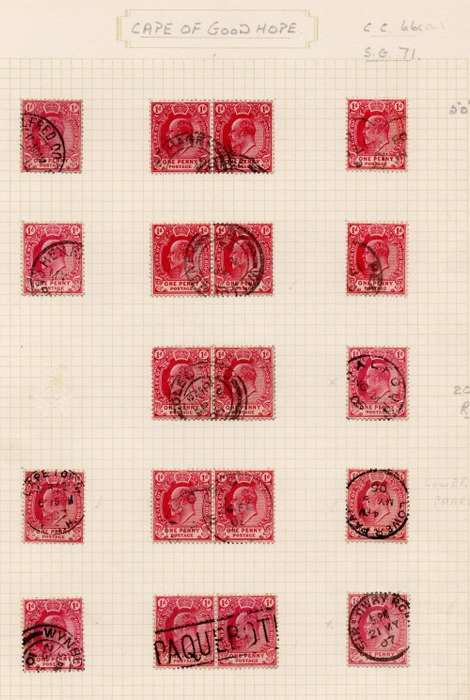 Cape of Good Hope - Rectangular Issue Postmark Collection on 13 Album pages - please see all scans