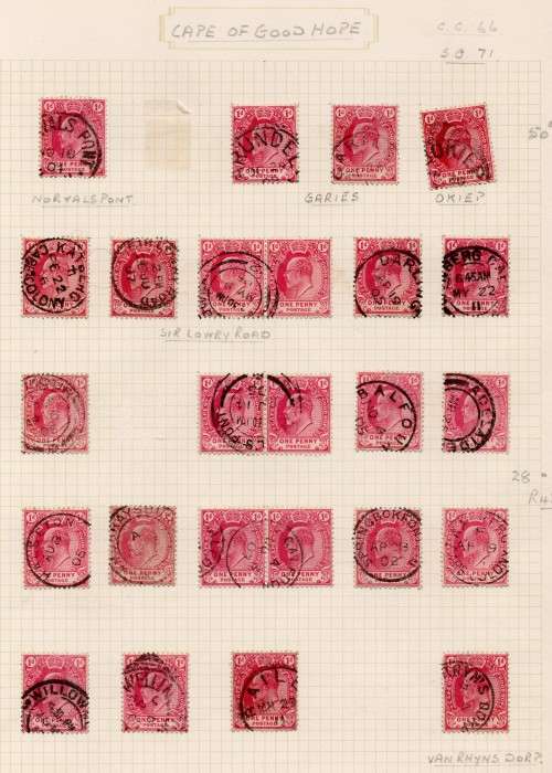 Cape of Good Hope - Rectangular Issue Postmark Collection on 13 Album pages - please see all scans
