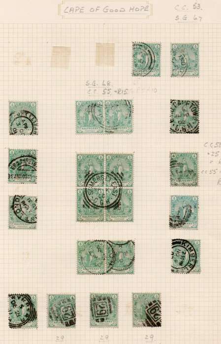 Cape of Good Hope - Rectangular Issue Postmark Collection on 13 Album pages - please see all scans