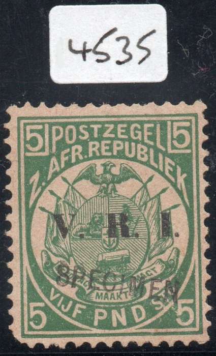 Transvaal 1900 SACC243s : £5 DEEP GREEN ``SPECIMEN`` - MM - PFSA CERTIFICATE