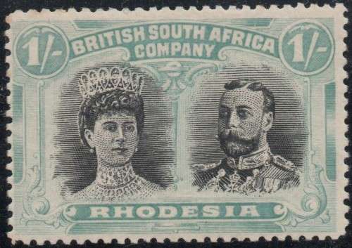 RHODESIA (B.S.A.C.) SACC152 : 1/- BLACK and PALE BLUE-GREEN(TURQUOISE) - SUPERB MM