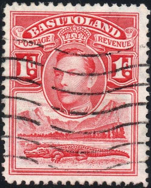 BASUTOLAND 1938 SG19a 1d SCARLET WITH TOWER FLAW - VFU - CV £275