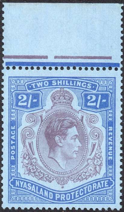 NYASALAND 1938-44  SG139 2/- PURPLE & BLUE ON BLUE - UM
