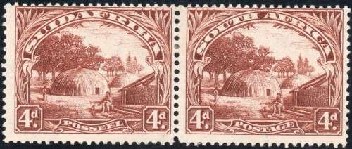 Union of SA - 1927 SG35a 4d BROWN, PERF DOWN - MM CV R1200