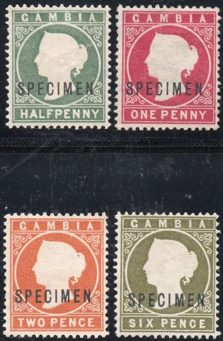 GAMBIA 1886-94 : SG21s//sg24s & SG32s - COMPLETE SET OF ``SPECIMEN`` STAMPS FOR THIS ISSUE -CV £400+