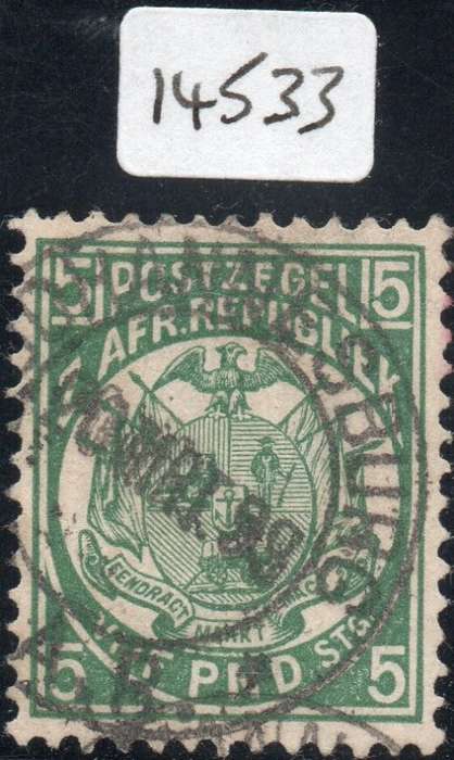 Transvaal 1892 : SACC190 : £5 DEEP GREEN  - VFU - PFSA CERTIFICATE(2018)