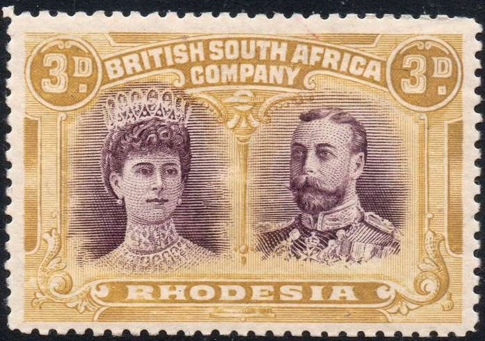 RHODESIA (B.S.A.C.) SACC135 3d PURPLE and YELLOW-OCHRE - MM