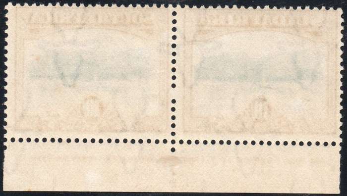 Union of SA - 1927 SACC39 10/- Bright blue and Brown INSCRIPTIONAL PAIR(P14) -  LMM -  CV R12000