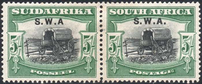 SWA 1927-30 SACC89aa : 5/- BLACK & GREEN, PERF DOWN, NO STOP AFTER ``A`` MM
