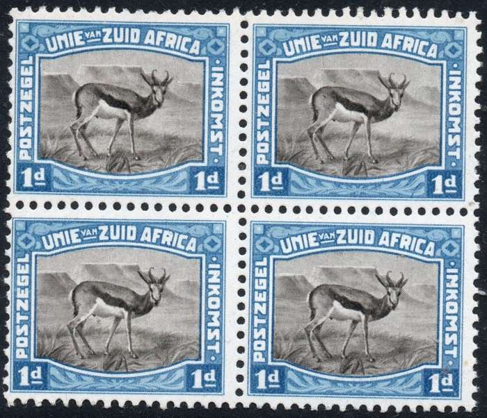 Union of SA - 1d Blue and Black Harrison essay BLOCK OF FOUR - UM - SEE BELOW