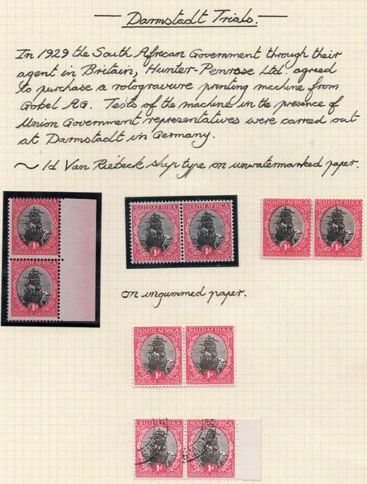 Union of SA : DARMSTADT TRIALS - SMALL COLLECTION ON TWO ALBUM PAGES - SEE SCANS