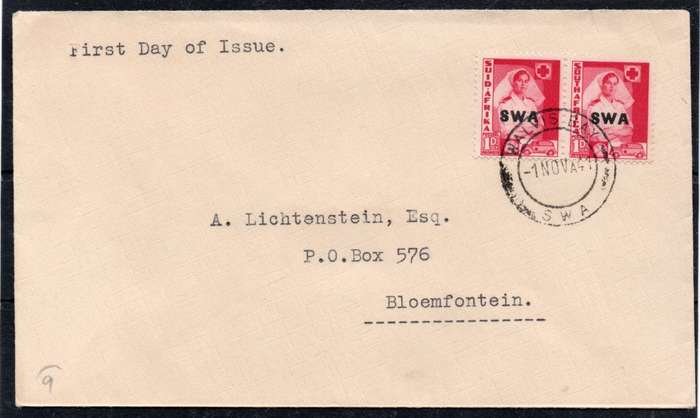 SWA - 1 NOV 41 FDC TIED WITH 1d CARMINE PAIR (SACC142)