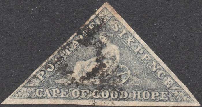 Cape of Good Hope : 1863-64 SACC7c : 6d SLATE LILAC - Fine Used - CV R20000