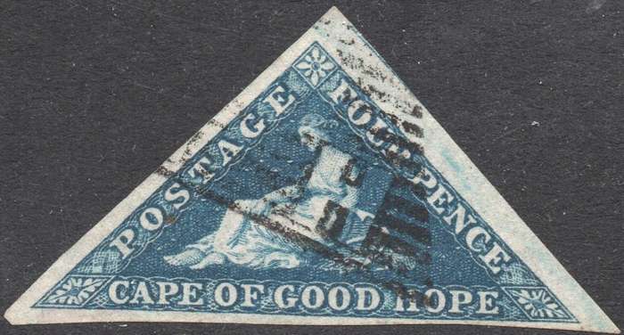 CAPE OF GOOD HOPE 1864 SACC15 - 4d DEEP BLUE - VFU - CV R3000+