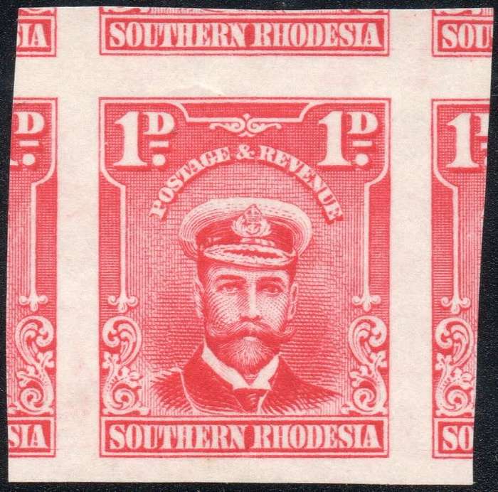 SOUTHERN RHODESIA SACC2(var) 1d BRIGHT ROSE IMPERF