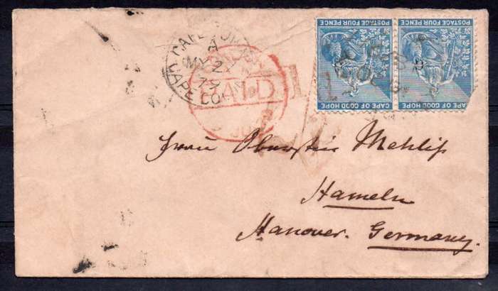 Griqualand West 1879 Cover - Sent Kimbery to Hanover, Germany via Cape Town - Rare