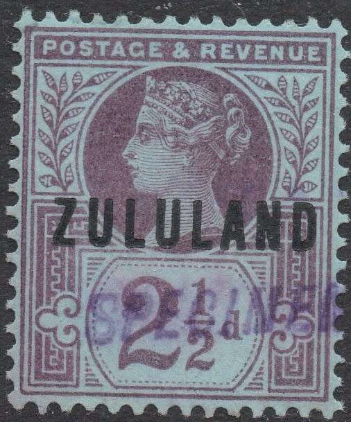 ZULULAND 1888 SACC4s 2½d PURPLE ON BLUISH PAPER ``SPECIMEN``VLMM  CV R1500